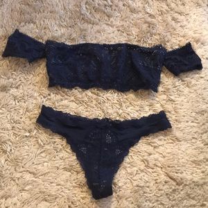 Blue lace lingerie set